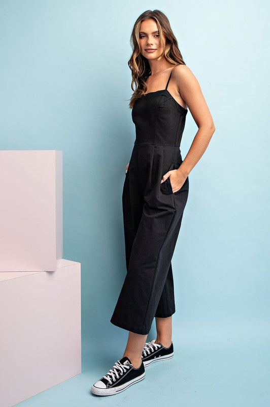Cotton Jumpsuit - Ash Black-Jumpsuits & Rompers- Hometown Style HTS, women's in store and online boutique located in Ingersoll, Ontario