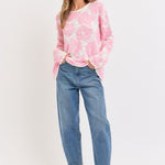 Floral Spring Knit Sweater - Pink-Sweater- Hometown Style HTS, women's in store and online boutique located in Ingersoll, Ontario