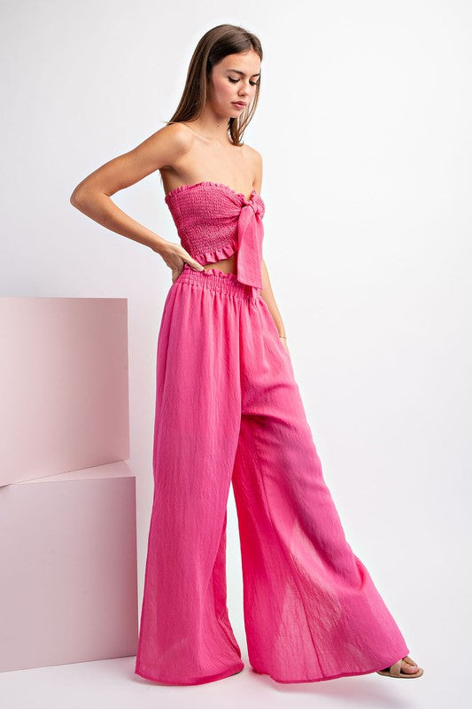 Crop Top & Pants Set - Hot Pink- Hometown Style HTS, women's in store and online boutique located in Ingersoll, Ontario