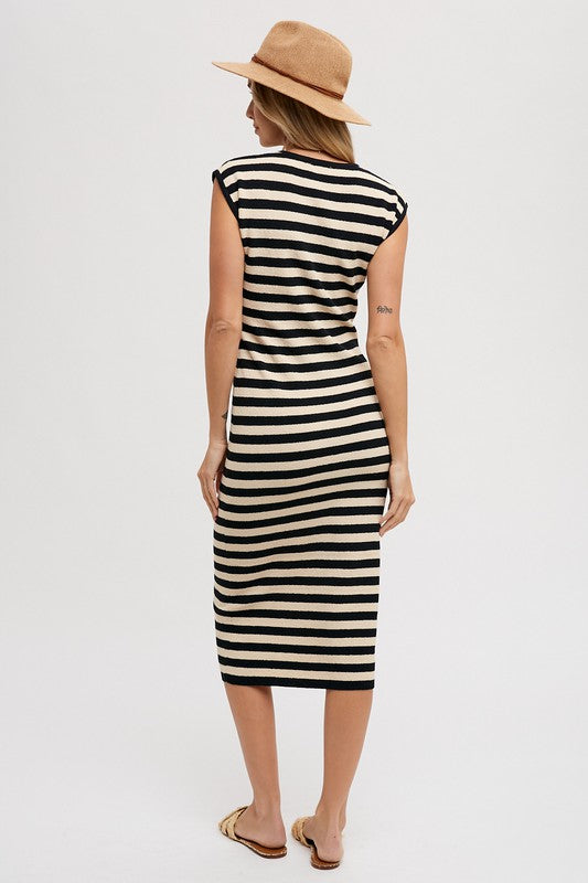 Striped Tank Midi Dress - Black- Hometown Style HTS, women's in store and online boutique located in Ingersoll, Ontario
