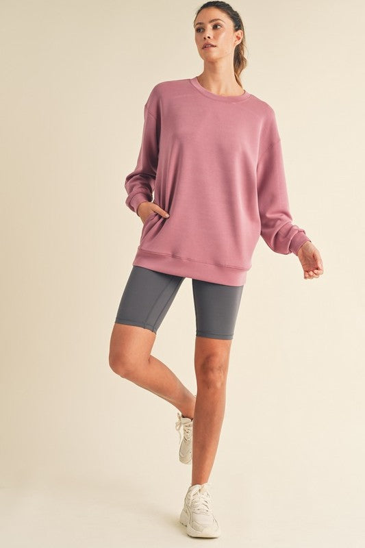 Butter Soft Oversized Crew - Mauve-Sweater- Hometown Style HTS, women's in store and online boutique located in Ingersoll, Ontario