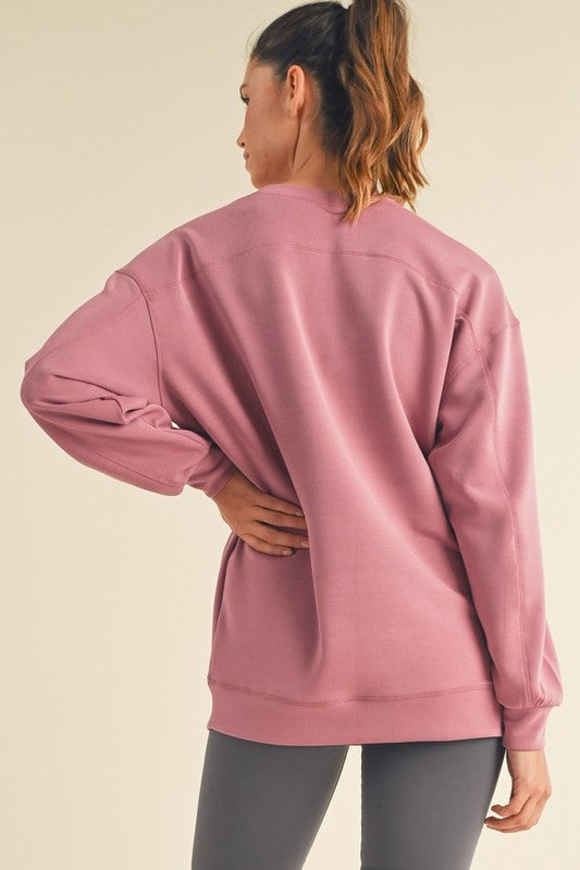 Butter Soft Oversized Crew - Mauve-Sweater- Hometown Style HTS, women's in store and online boutique located in Ingersoll, Ontario