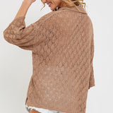 Pointelle Knit Top - Mocha-Sweater- Hometown Style HTS, women's in store and online boutique located in Ingersoll, Ontario