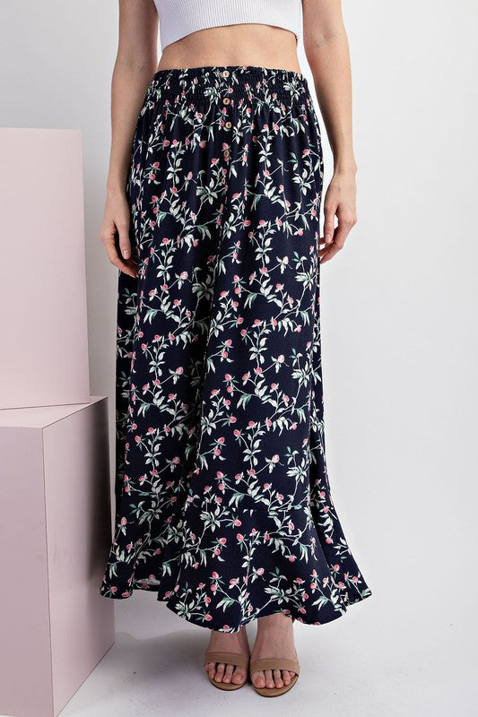 Floral Print Maxi Skirt - Navy-Skirt- Hometown Style HTS, women's in store and online boutique located in Ingersoll, Ontario