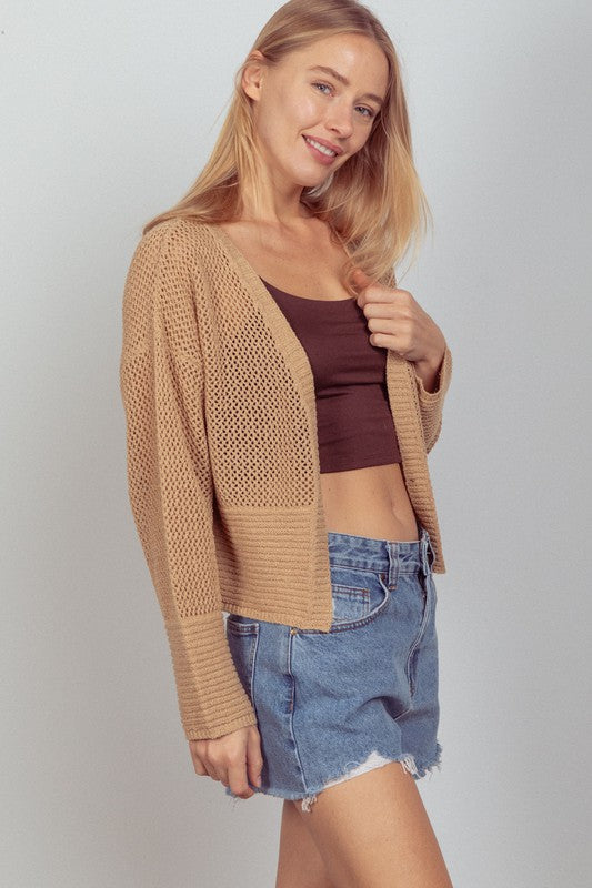 Open Cardigan - Sand-Sweater- Hometown Style HTS, women's in store and online boutique located in Ingersoll, Ontario