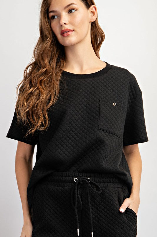 Textured Short Sleeve - Black- Hometown Style HTS, women's in store and online boutique located in Ingersoll, Ontario