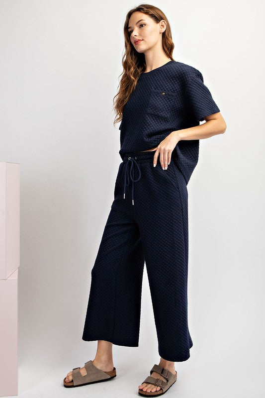 Textured Straight Leg Pants - Navy-Pants- Hometown Style HTS, women's in store and online boutique located in Ingersoll, Ontario