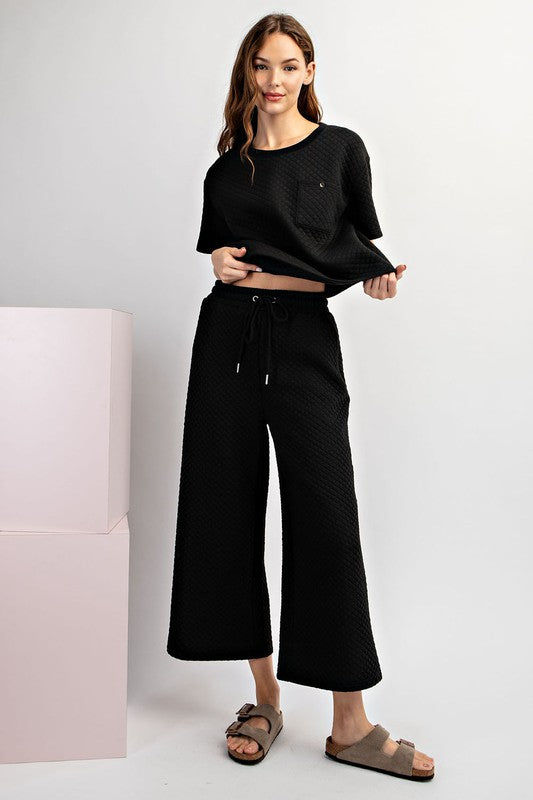 Textured Straight Leg Pants - Black-Pants- Hometown Style HTS, women's in store and online boutique located in Ingersoll, Ontario