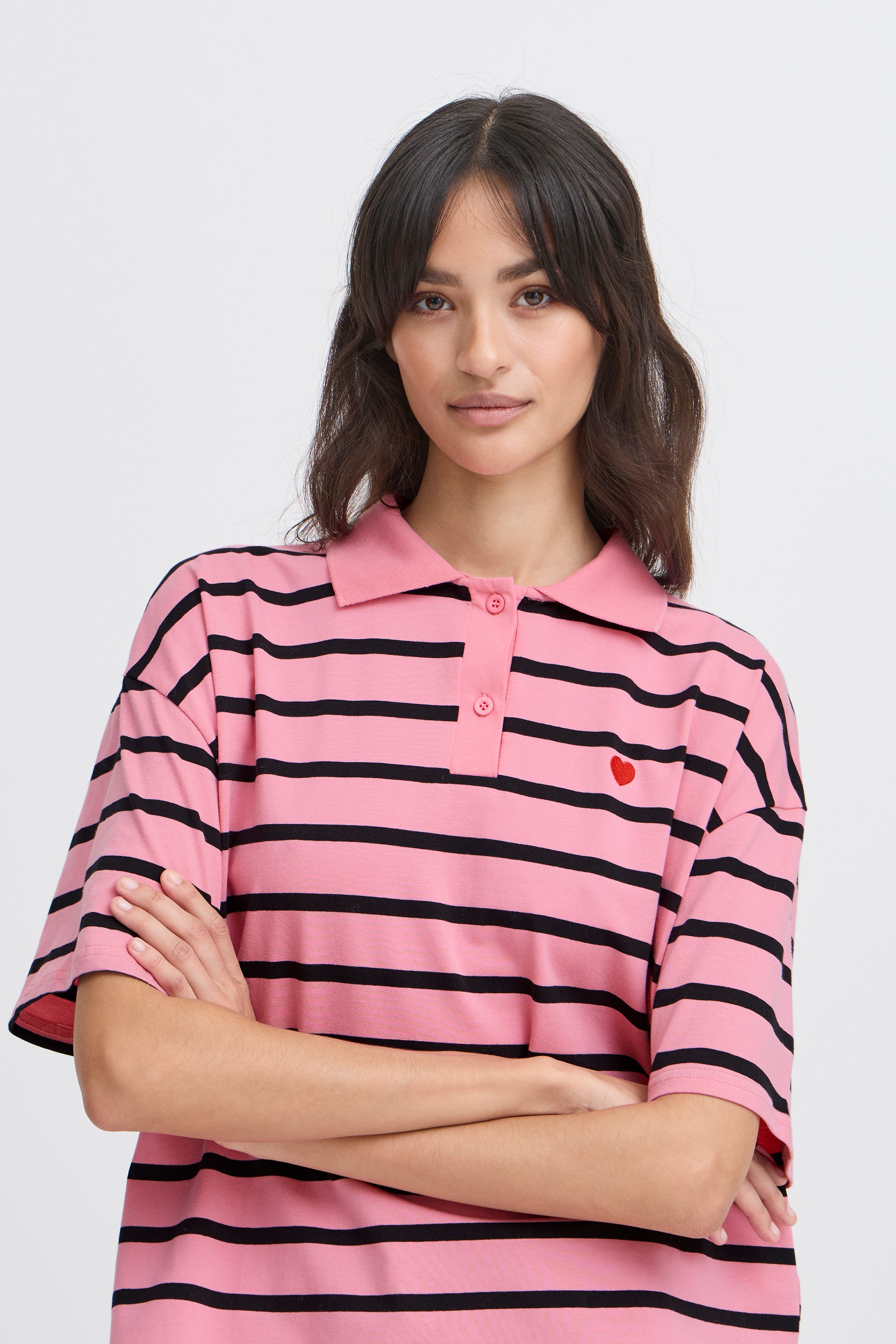 BXPRINTON SS POLOSHIRT - Chateau Rose-Casual Tops- Hometown Style HTS, women's in store and online boutique located in Ingersoll, Ontario