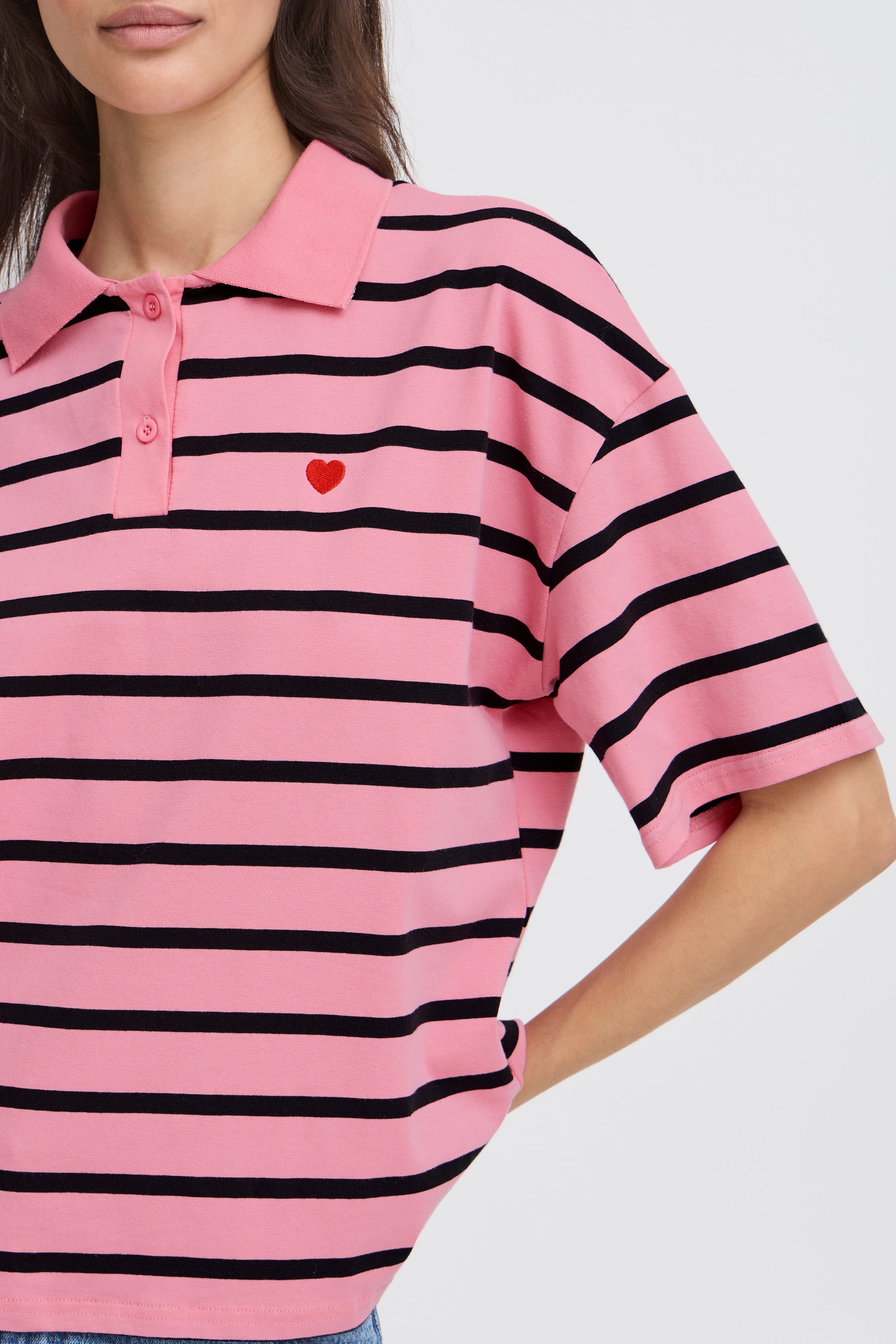 BXPRINTON SS POLOSHIRT - Chateau Rose-Casual Tops- Hometown Style HTS, women's in store and online boutique located in Ingersoll, Ontario