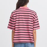 BXPRINTON SS POLOSHIRT - Chateau Rose-Casual Tops- Hometown Style HTS, women's in store and online boutique located in Ingersoll, Ontario