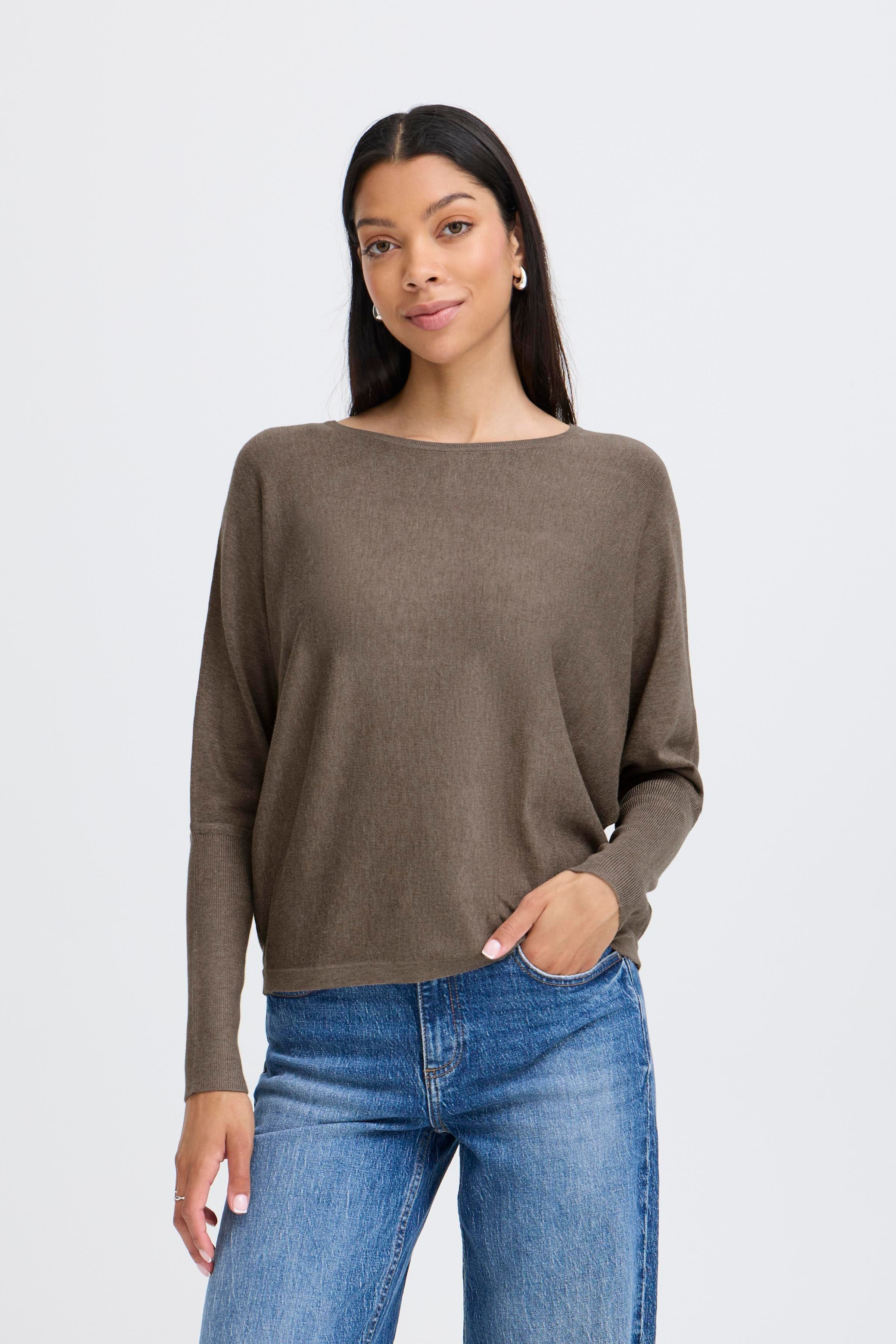 MORLA Pullover Sweater - Walnut Melange-Casual Tops- Hometown Style HTS, women's in store and online boutique located in Ingersoll, Ontario