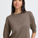BYMMORLA TSHIRT- Walnut Melange-Sweaters and Cardigans- Hometown Style HTS, women's in store and online boutique located in Ingersoll, Ontario