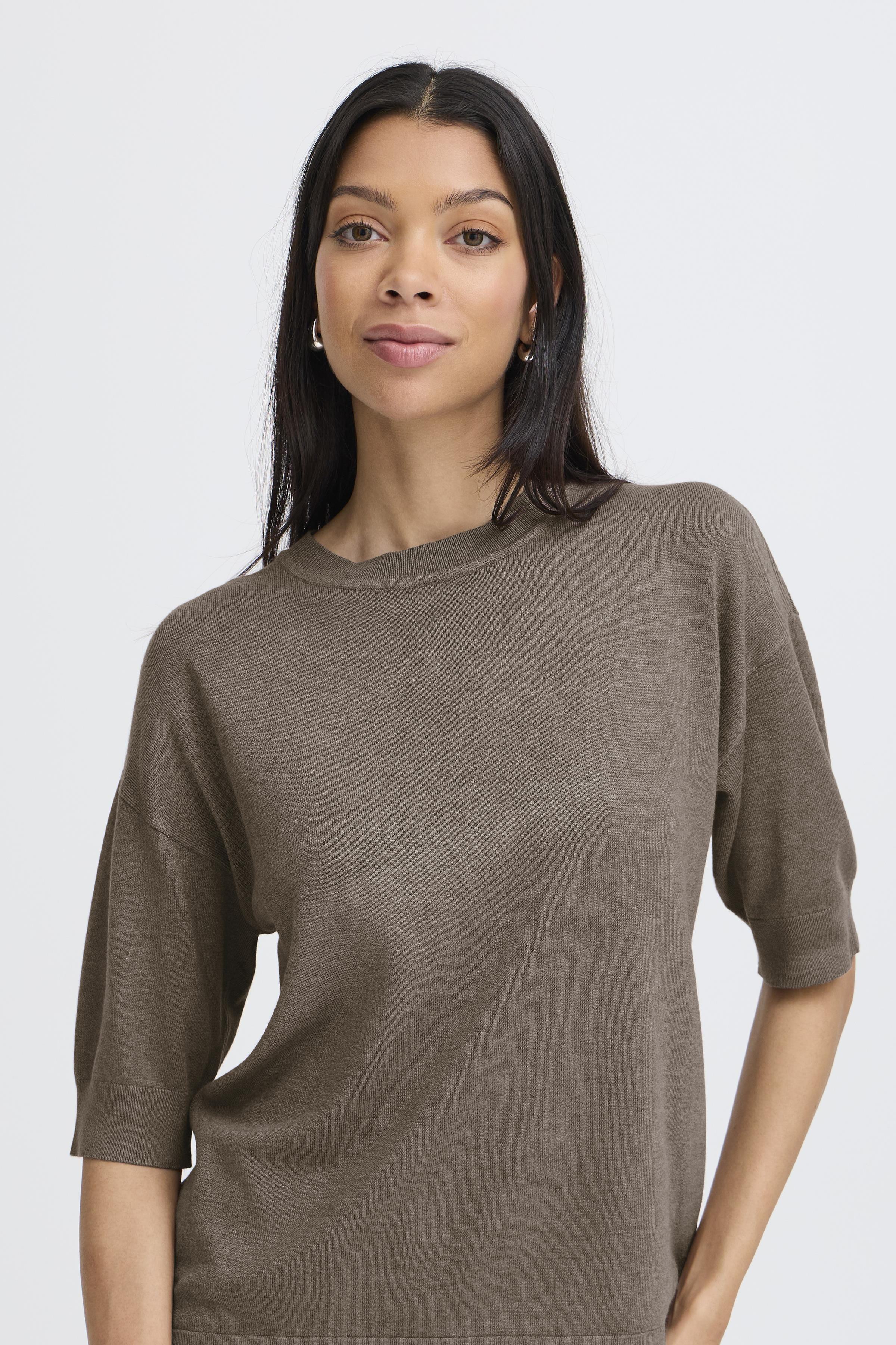 BYMMORLA TSHIRT- Walnut Melange-Sweaters and Cardigans- Hometown Style HTS, women's in store and online boutique located in Ingersoll, Ontario