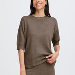 BYMMORLA TSHIRT- Walnut Melange-Sweaters and Cardigans- Hometown Style HTS, women's in store and online boutique located in Ingersoll, Ontario
