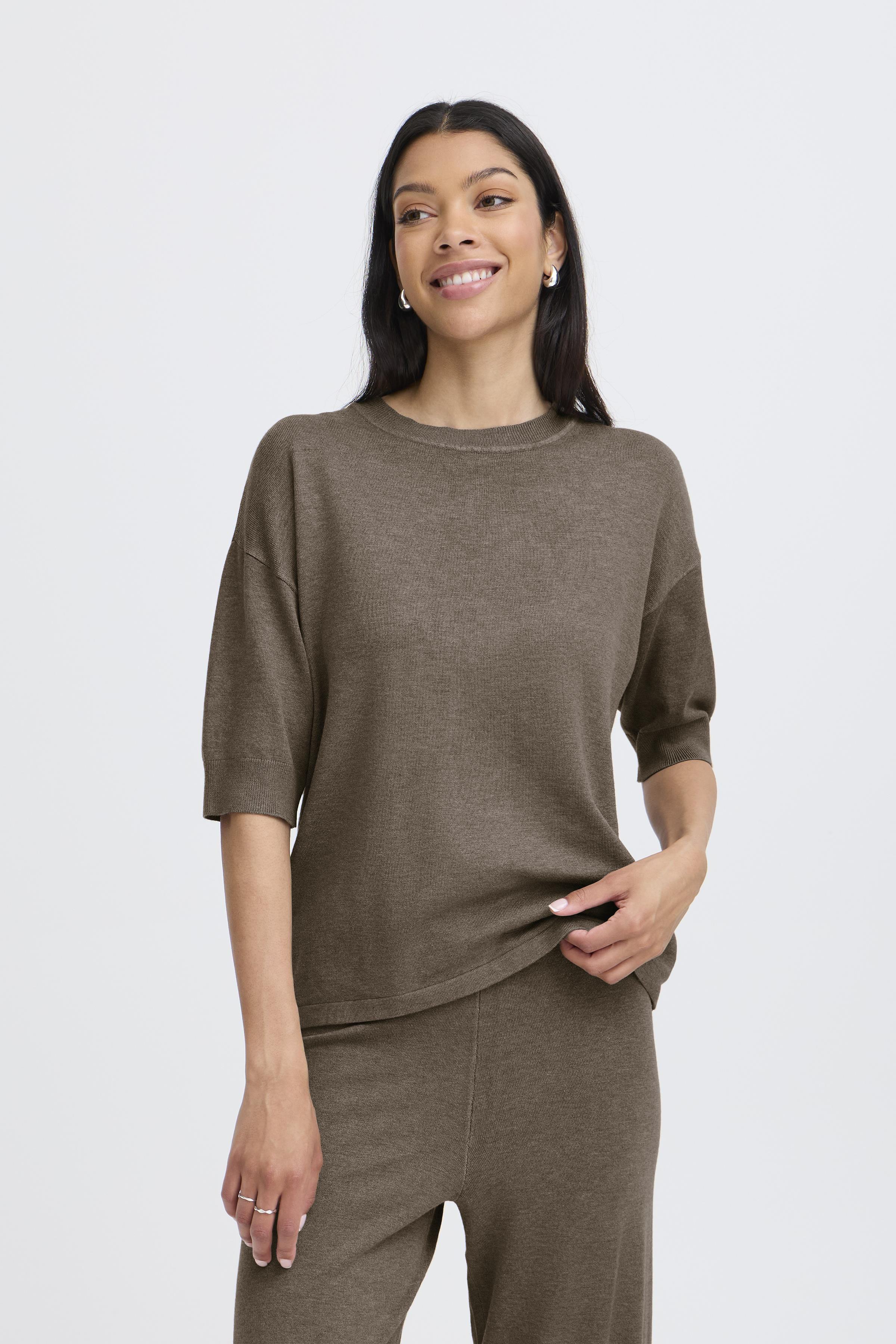 BYMMORLA TSHIRT- Walnut Melange-Sweaters and Cardigans- Hometown Style HTS, women's in store and online boutique located in Ingersoll, Ontario
