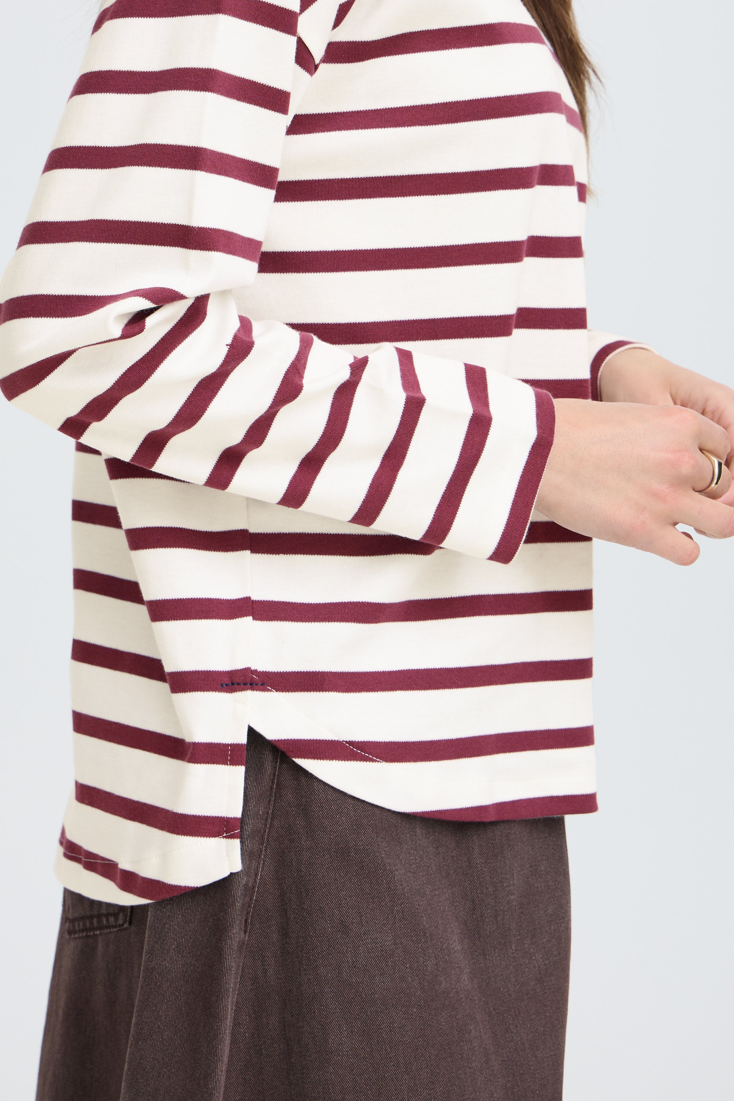 Byramsi Pullover - Fig Stripe-Casual Tops- Hometown Style HTS, women's in store and online boutique located in Ingersoll, Ontario