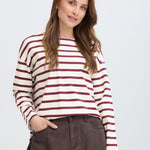 Byramsi Pullover - Fig Stripe-Casual Tops- Hometown Style HTS, women's in store and online boutique located in Ingersoll, Ontario