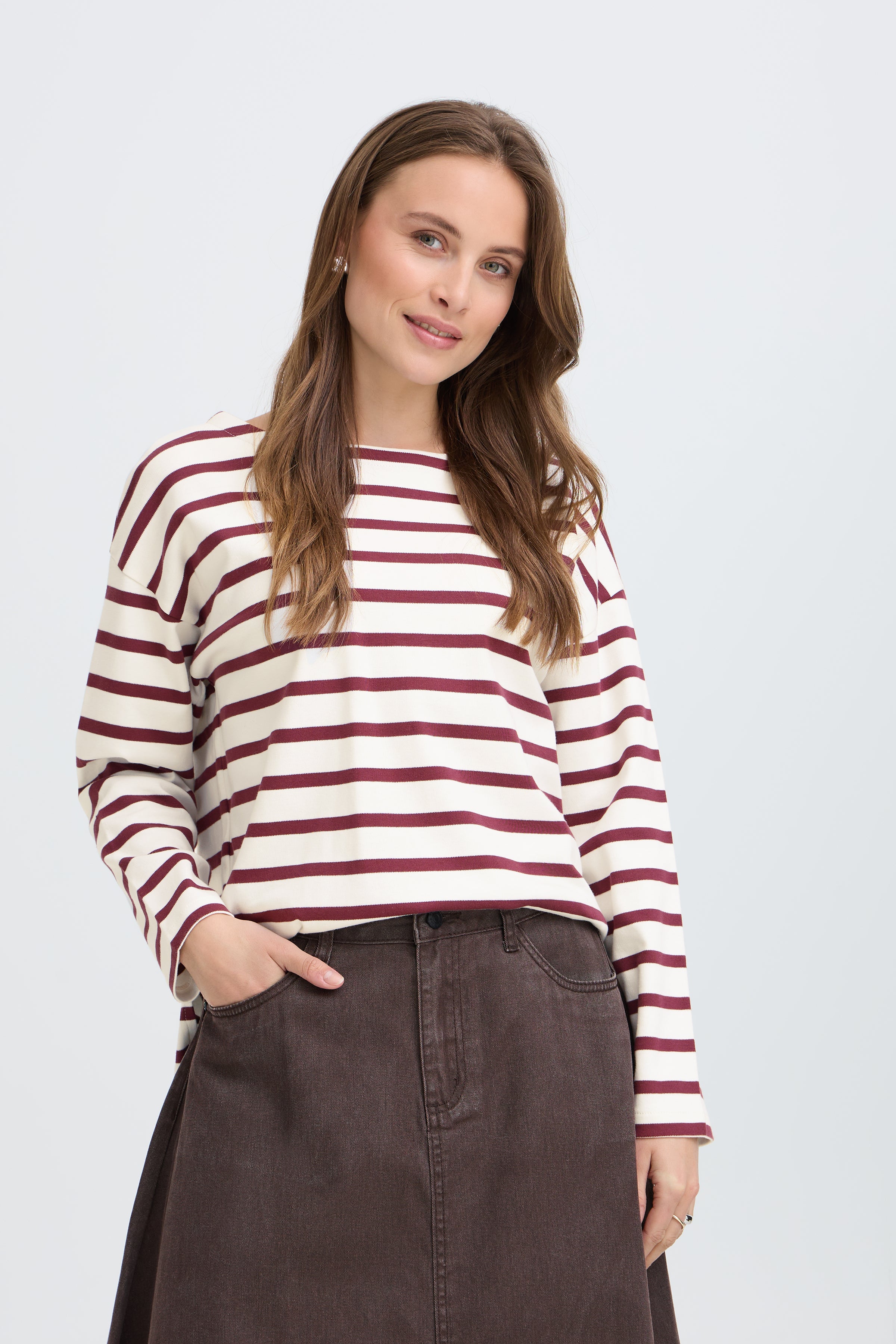 Byramsi Pullover - Fig Stripe-Casual Tops- Hometown Style HTS, women's in store and online boutique located in Ingersoll, Ontario