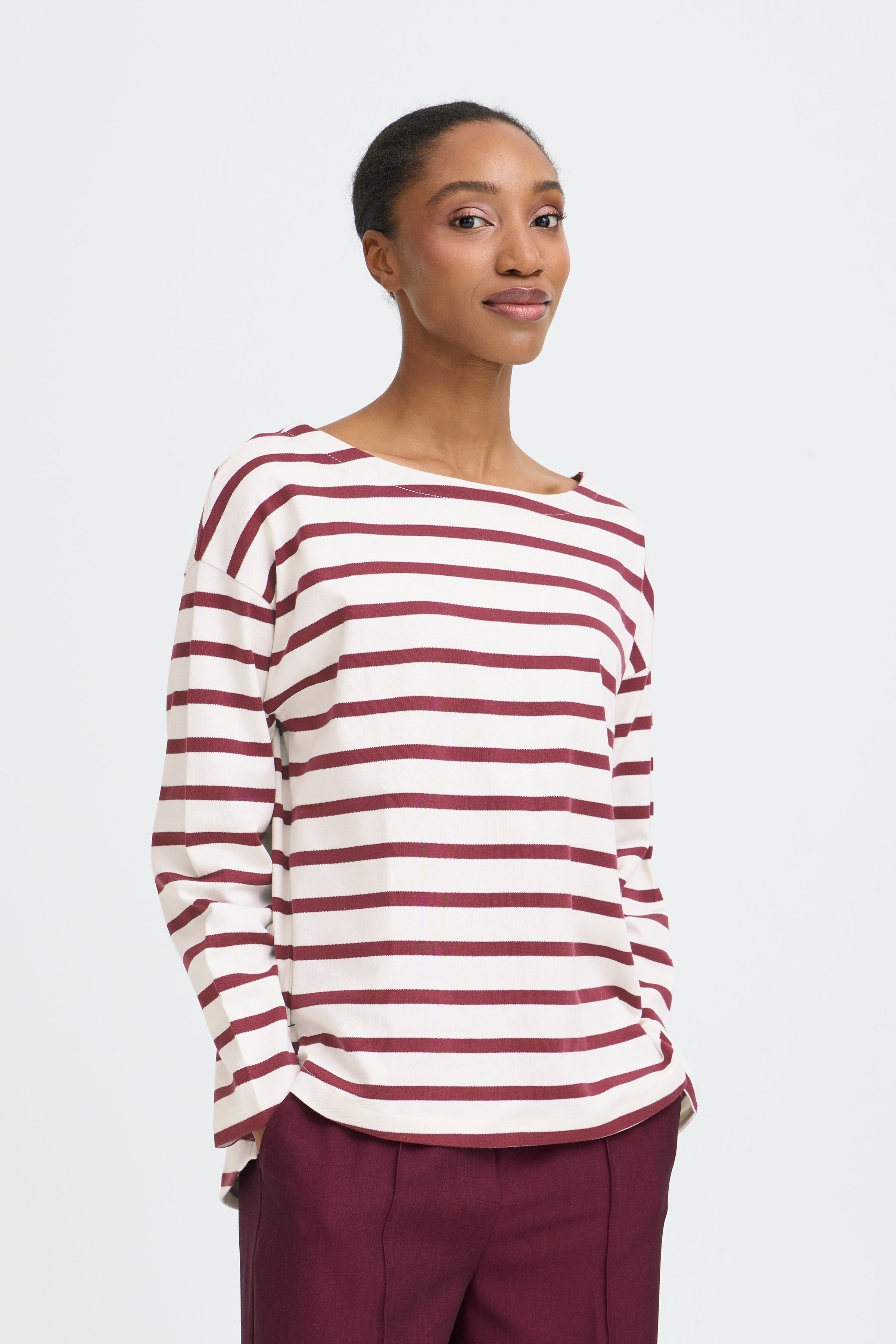 Byramsi Pullover - Fig Stripe-Casual Tops- Hometown Style HTS, women's in store and online boutique located in Ingersoll, Ontario