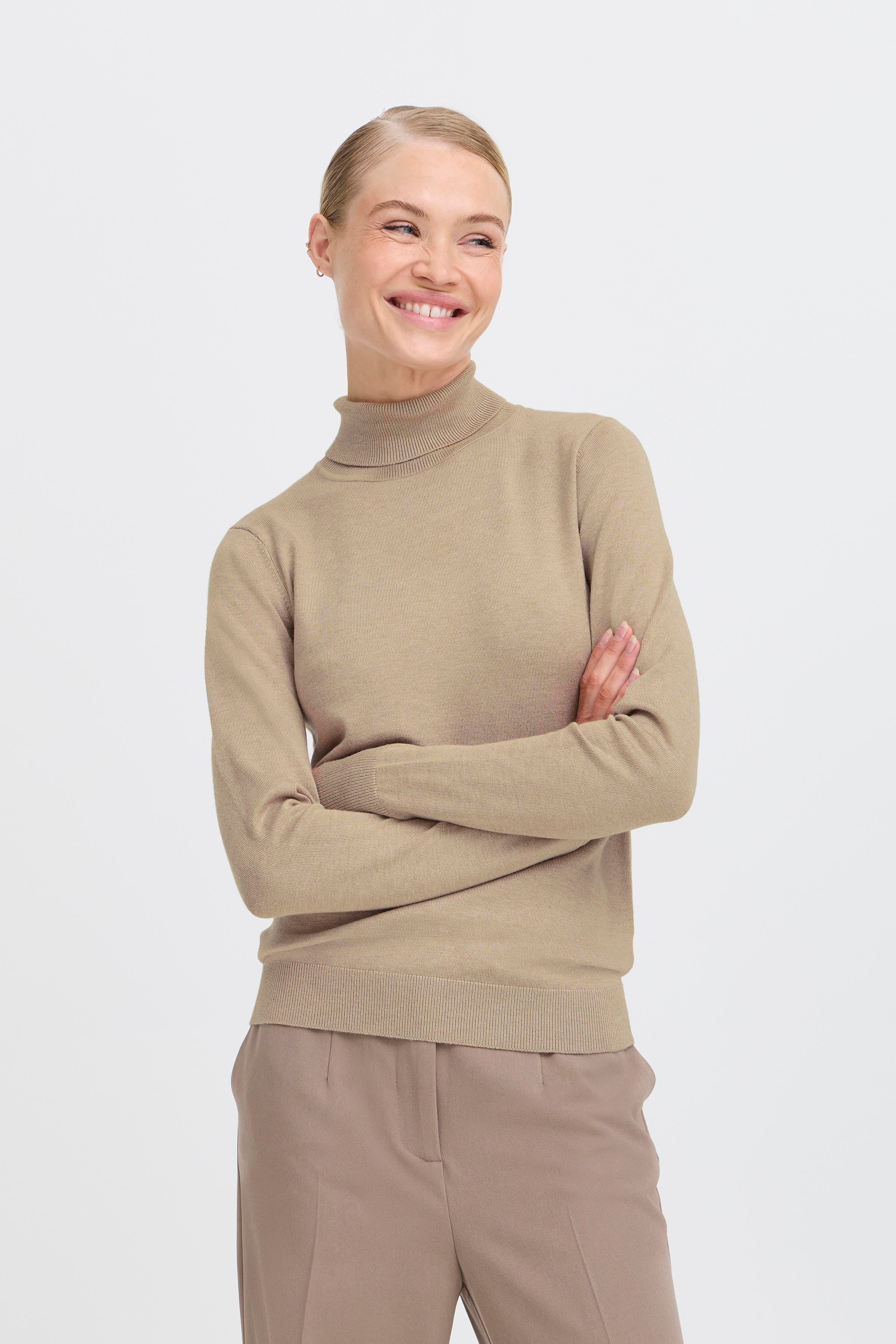 BYMMORLA ROLLNECK - Humus Melange-Sweaters and Cardigans- Hometown Style HTS, women's in store and online boutique located in Ingersoll, Ontario
