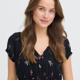 BYIROSE DRESS - LIGHT WOVEN - Black Mix-Casual Dresses- Hometown Style HTS, women's in store and online boutique located in Ingersoll, Ontario