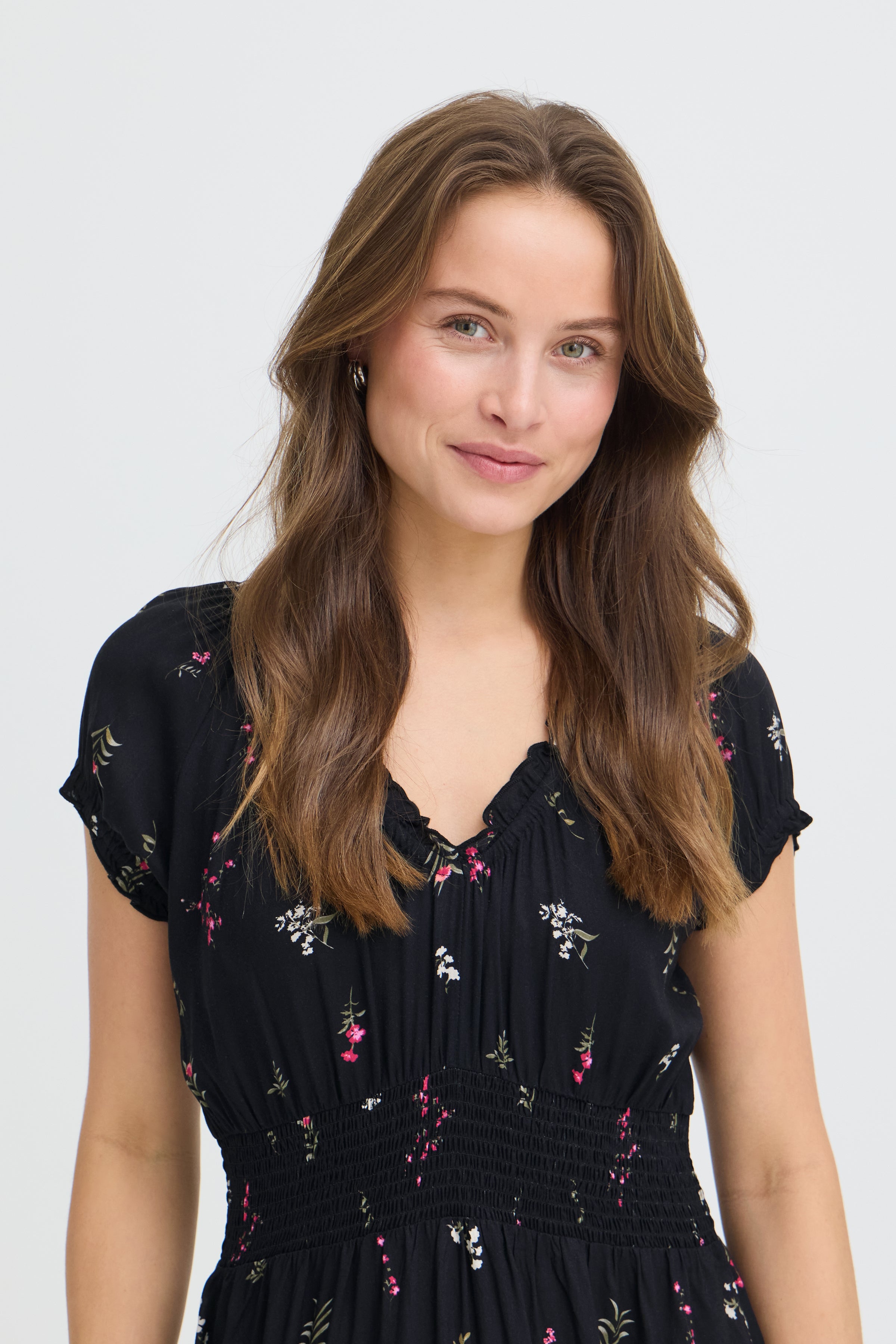 BYIROSE DRESS - LIGHT WOVEN - Black Mix-Casual Dresses- Hometown Style HTS, women's in store and online boutique located in Ingersoll, Ontario