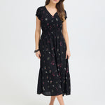BYIROSE DRESS - LIGHT WOVEN - Black Mix-Casual Dresses- Hometown Style HTS, women's in store and online boutique located in Ingersoll, Ontario