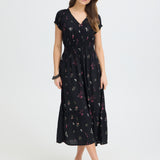 BYIROSE DRESS - LIGHT WOVEN - Black Mix-Casual Dresses- Hometown Style HTS, women's in store and online boutique located in Ingersoll, Ontario