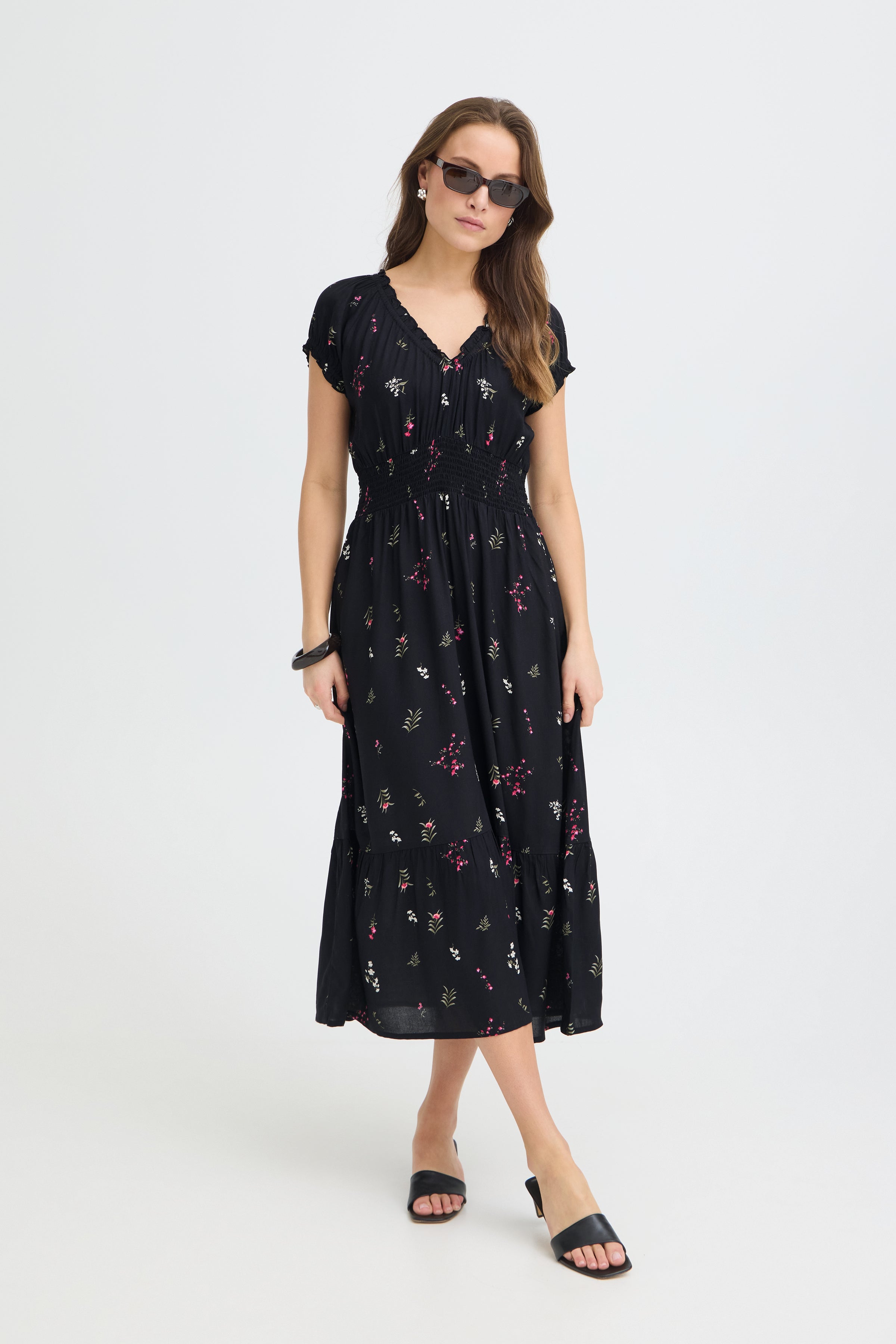 BYIROSE DRESS - LIGHT WOVEN - Black Mix-Casual Dresses- Hometown Style HTS, women's in store and online boutique located in Ingersoll, Ontario