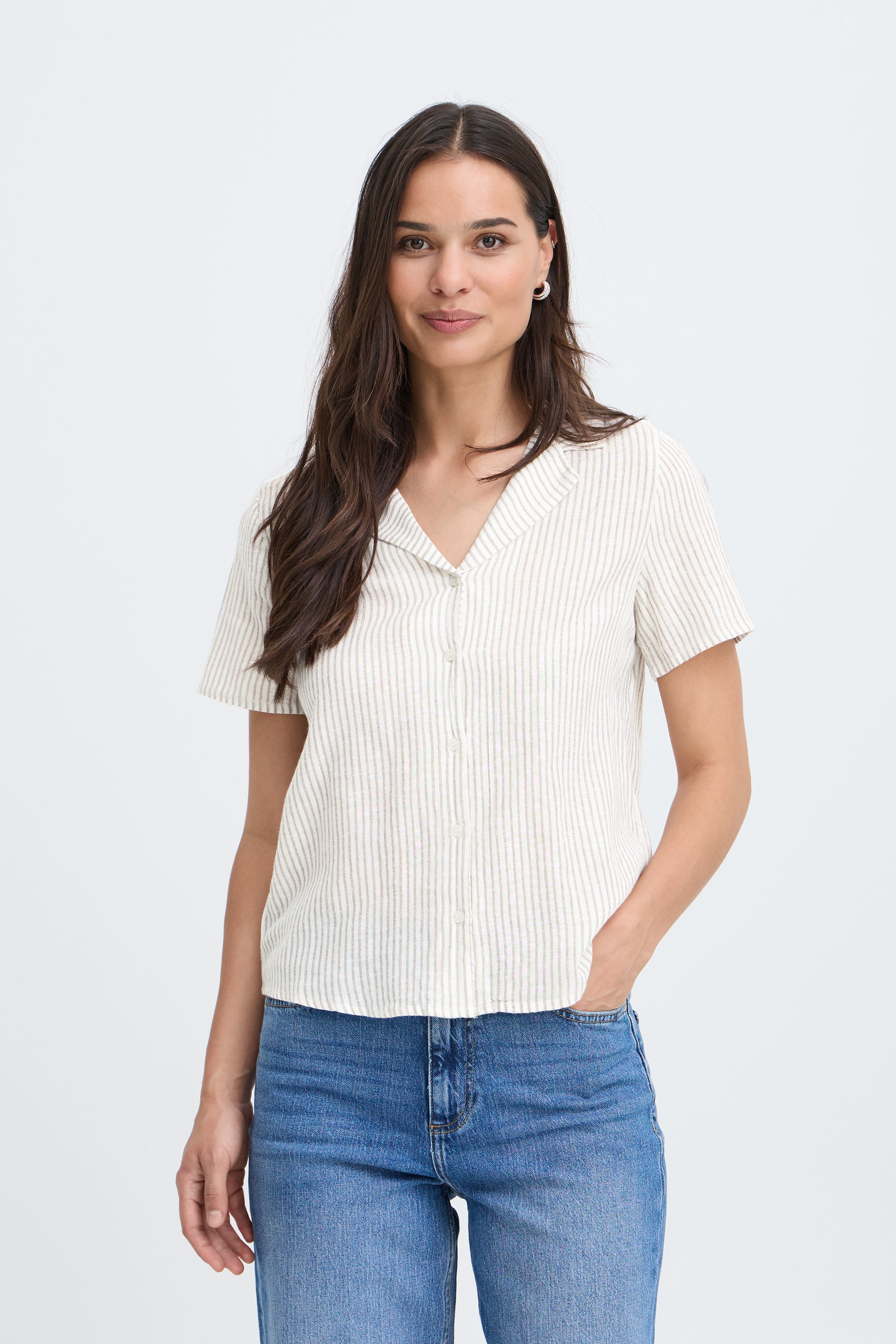 BYIRALINE SHIRT - LIGHT WOVEN - Hummus Mix-Casual Tops- Hometown Style HTS, women's in store and online boutique located in Ingersoll, Ontario