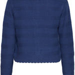 Textured scalloped knit cardigan -Navy-cardigan- Hometown Style HTS, women's in store and online boutique located in Ingersoll, Ontario