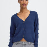 Textured scalloped knit cardigan -Navy-cardigan- Hometown Style HTS, women's in store and online boutique located in Ingersoll, Ontario