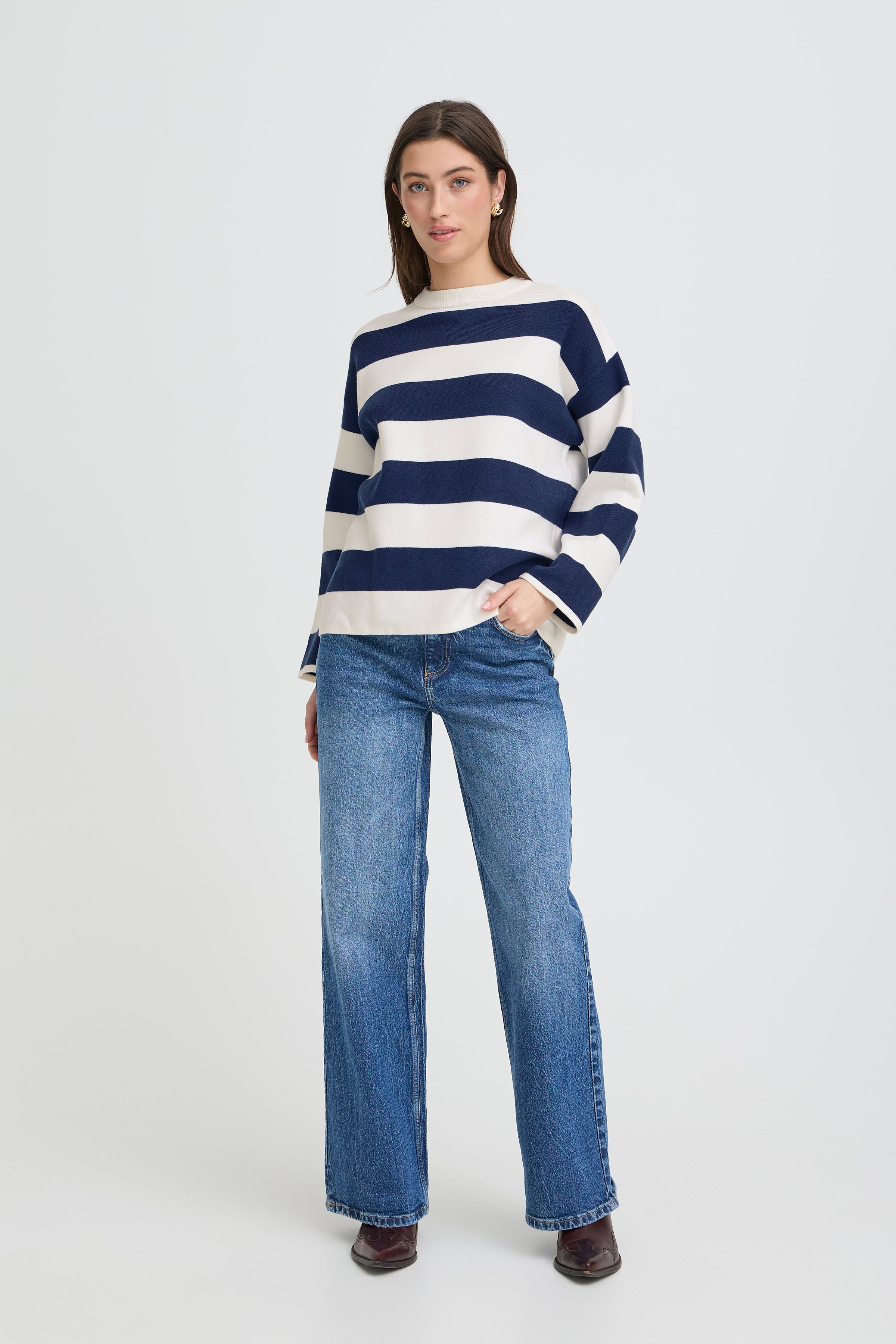OTARI STRIPE JUMPER - Blue-Casual Tops- Hometown Style HTS, women's in store and online boutique located in Ingersoll, Ontario