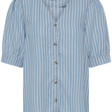 BYKOSMO V SS SHIRT - Light Blue-Blouses- Hometown Style HTS, women's in store and online boutique located in Ingersoll, Ontario