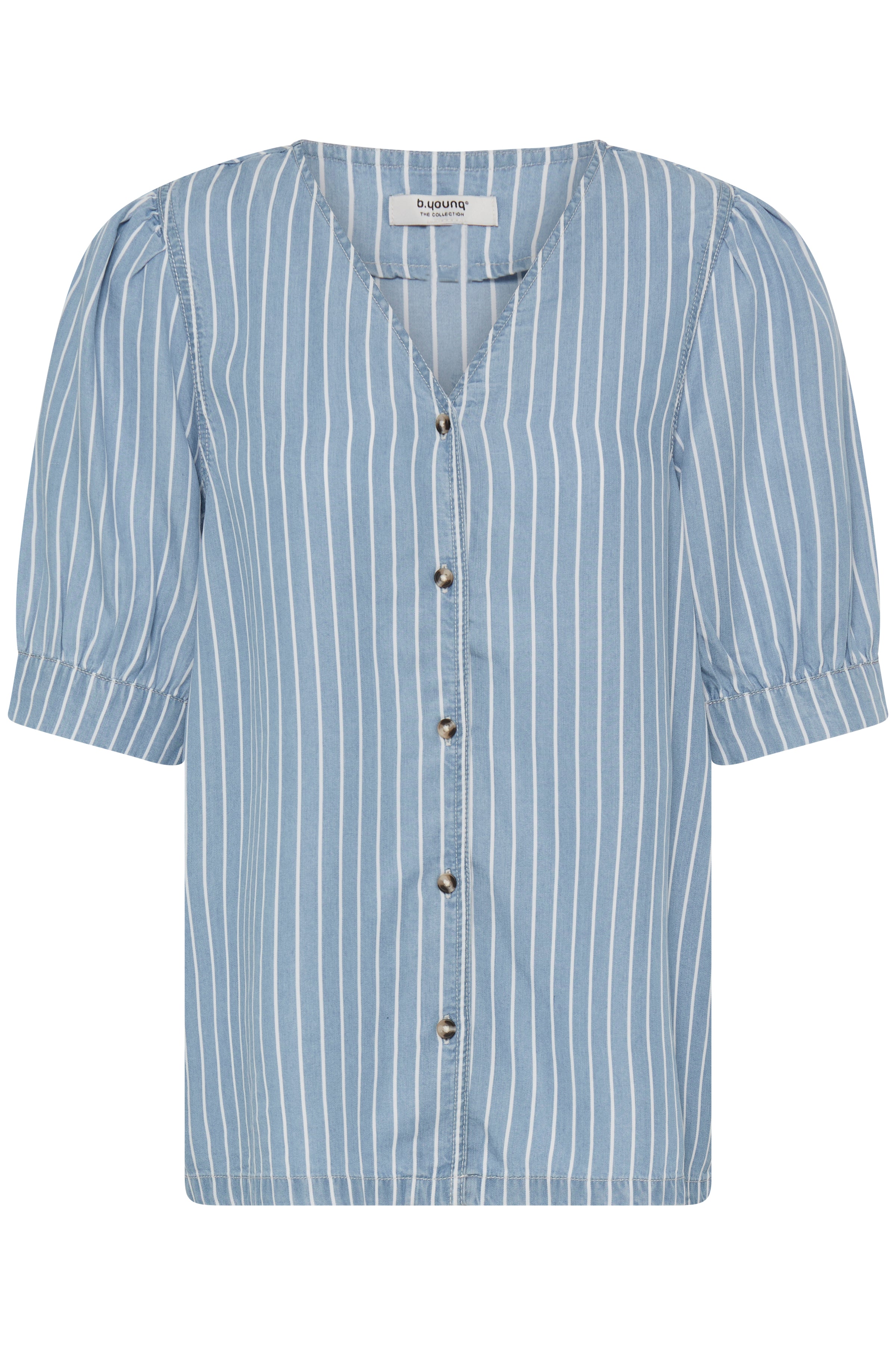 BYKOSMO V SS SHIRT - Light Blue-Blouses- Hometown Style HTS, women's in store and online boutique located in Ingersoll, Ontario