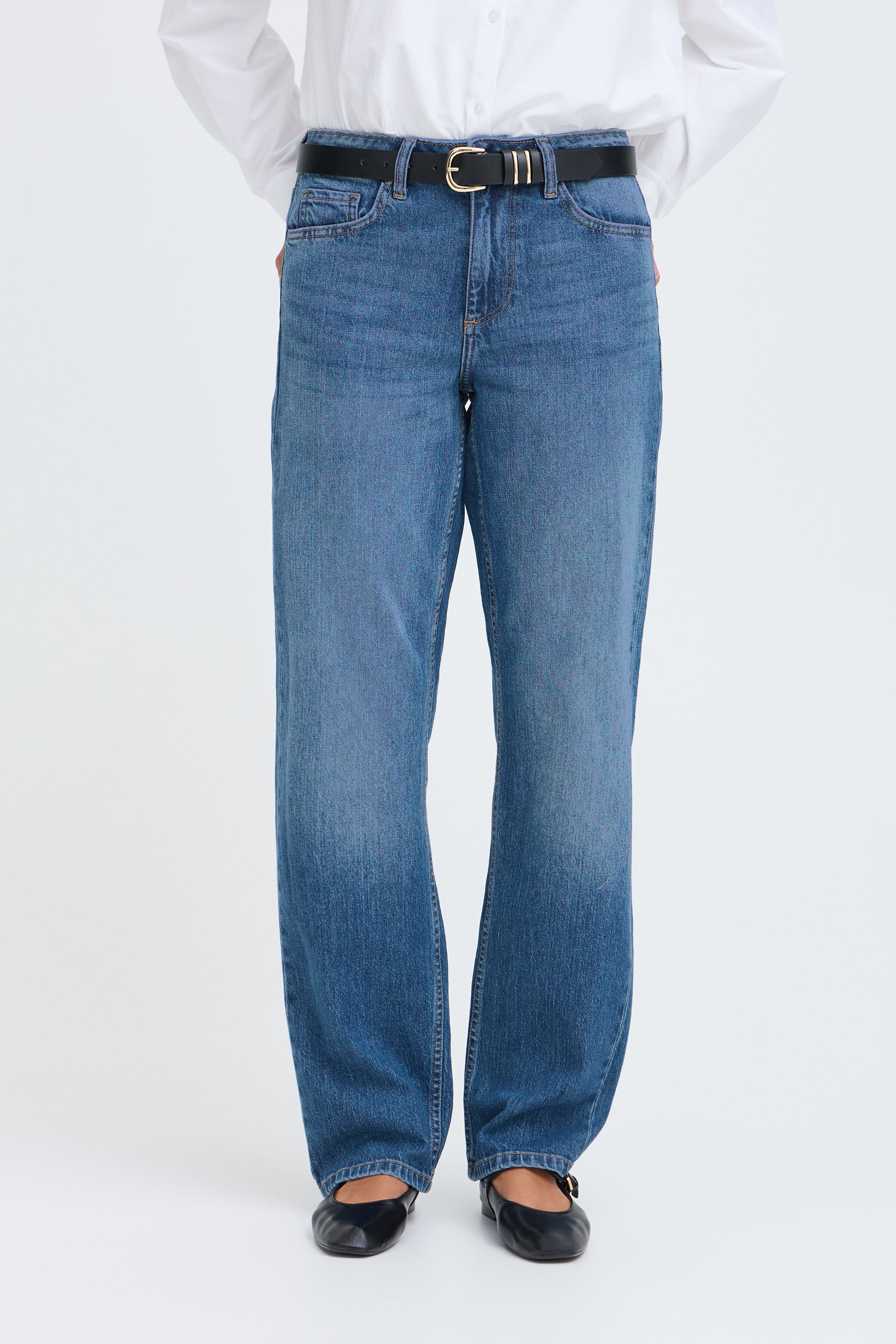 BYKAJANE STRAIGHT JEANS - Mid Blue-Denim- Hometown Style HTS, women's in store and online boutique located in Ingersoll, Ontario