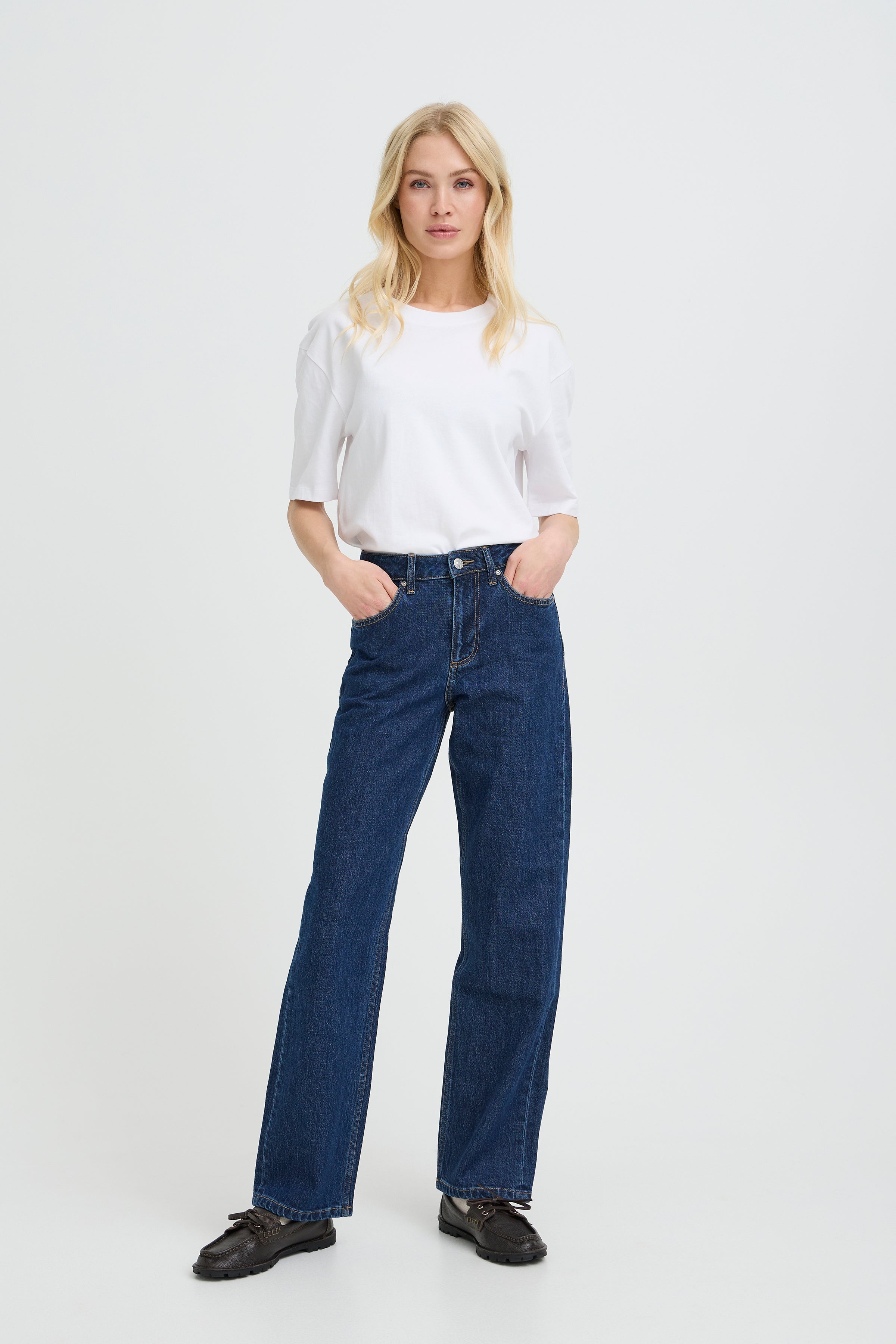 BYKAJANE STRAIGHT JEANS - Dark Blue-Denim- Hometown Style HTS, women's in store and online boutique located in Ingersoll, Ontario