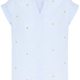 BYISILAS SHIRT - Blue Stripe-Casual Tops- Hometown Style HTS, women's in store and online boutique located in Ingersoll, Ontario