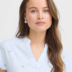 BYISILAS SHIRT - Blue Stripe-Casual Tops- Hometown Style HTS, women's in store and online boutique located in Ingersoll, Ontario