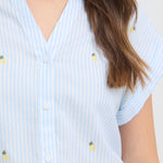 BYISILAS SHIRT - Blue Stripe-Casual Tops- Hometown Style HTS, women's in store and online boutique located in Ingersoll, Ontario