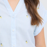 BYISILAS SHIRT - Blue Stripe-Casual Tops- Hometown Style HTS, women's in store and online boutique located in Ingersoll, Ontario