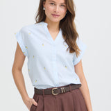 BYISILAS SHIRT - Blue Stripe-Casual Tops- Hometown Style HTS, women's in store and online boutique located in Ingersoll, Ontario