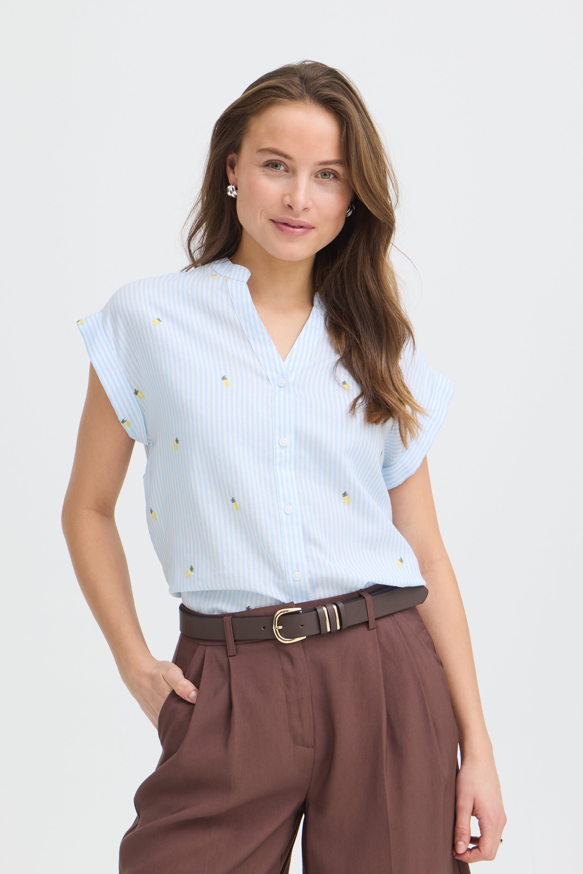 BYISILAS SHIRT - Blue Stripe-Casual Tops- Hometown Style HTS, women's in store and online boutique located in Ingersoll, Ontario