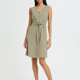 BYELLANA V DRESS - Vetiver - Green-dress- Hometown Style HTS, women's in store and online boutique located in Ingersoll, Ontario