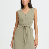 BYELLANA V DRESS - Vetiver - Green-dress- Hometown Style HTS, women's in store and online boutique located in Ingersoll, Ontario