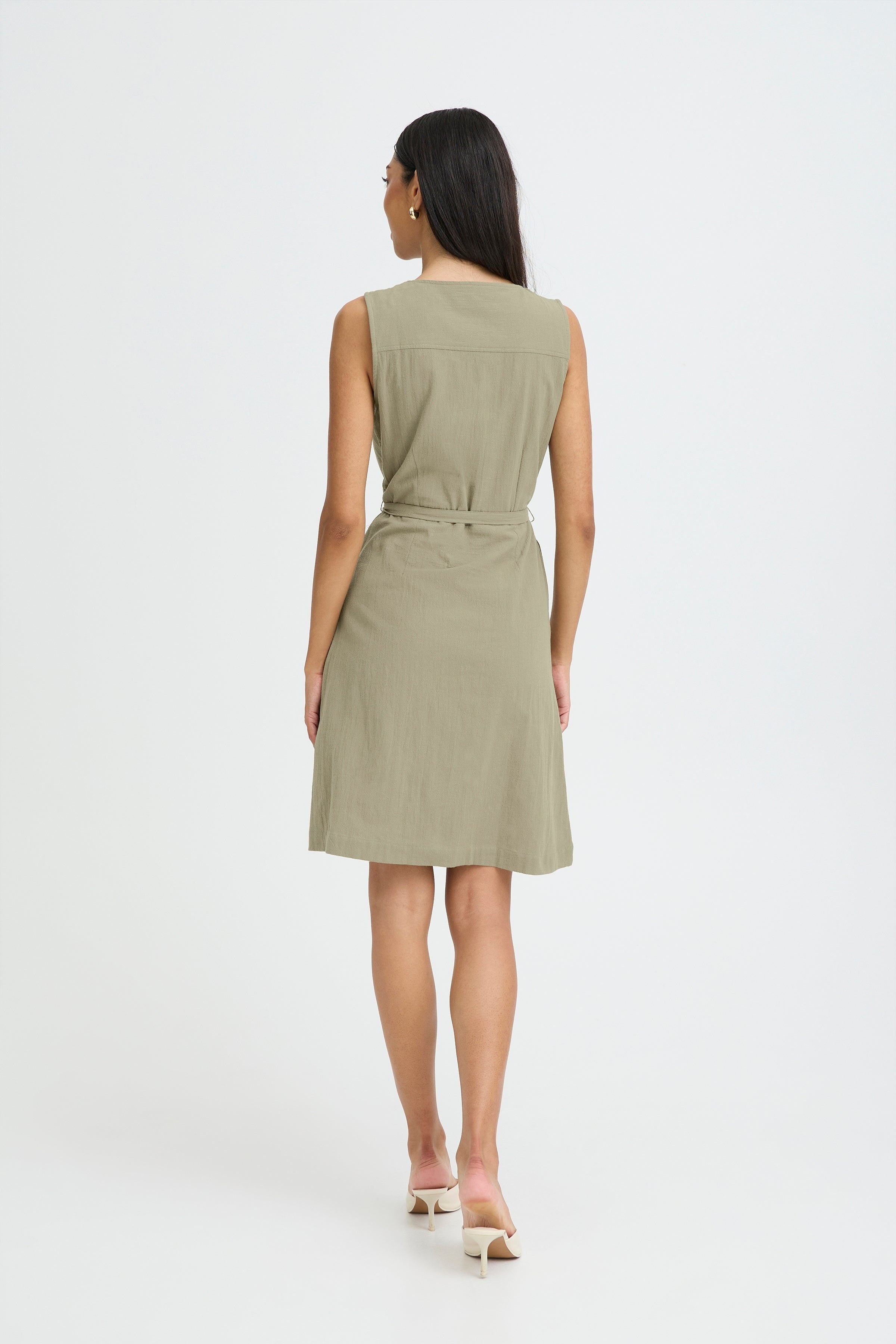 BYELLANA V DRESS - Vetiver - Green-dress- Hometown Style HTS, women's in store and online boutique located in Ingersoll, Ontario