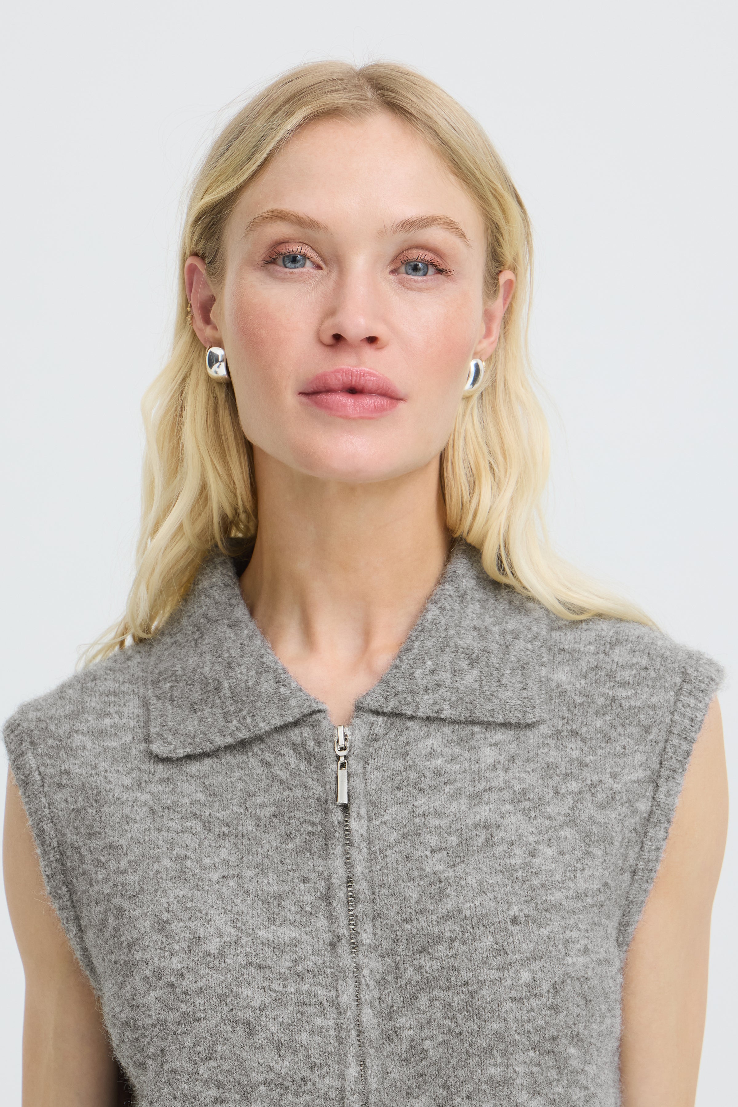 BYOMEA ZIPPER SLIPOVER - Mid Grey Melange-Casual Tops- Hometown Style HTS, women's in store and online boutique located in Ingersoll, Ontario