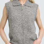 BYOMEA ZIPPER SLIPOVER - Mid Grey Melange-Casual Tops- Hometown Style HTS, women's in store and online boutique located in Ingersoll, Ontario