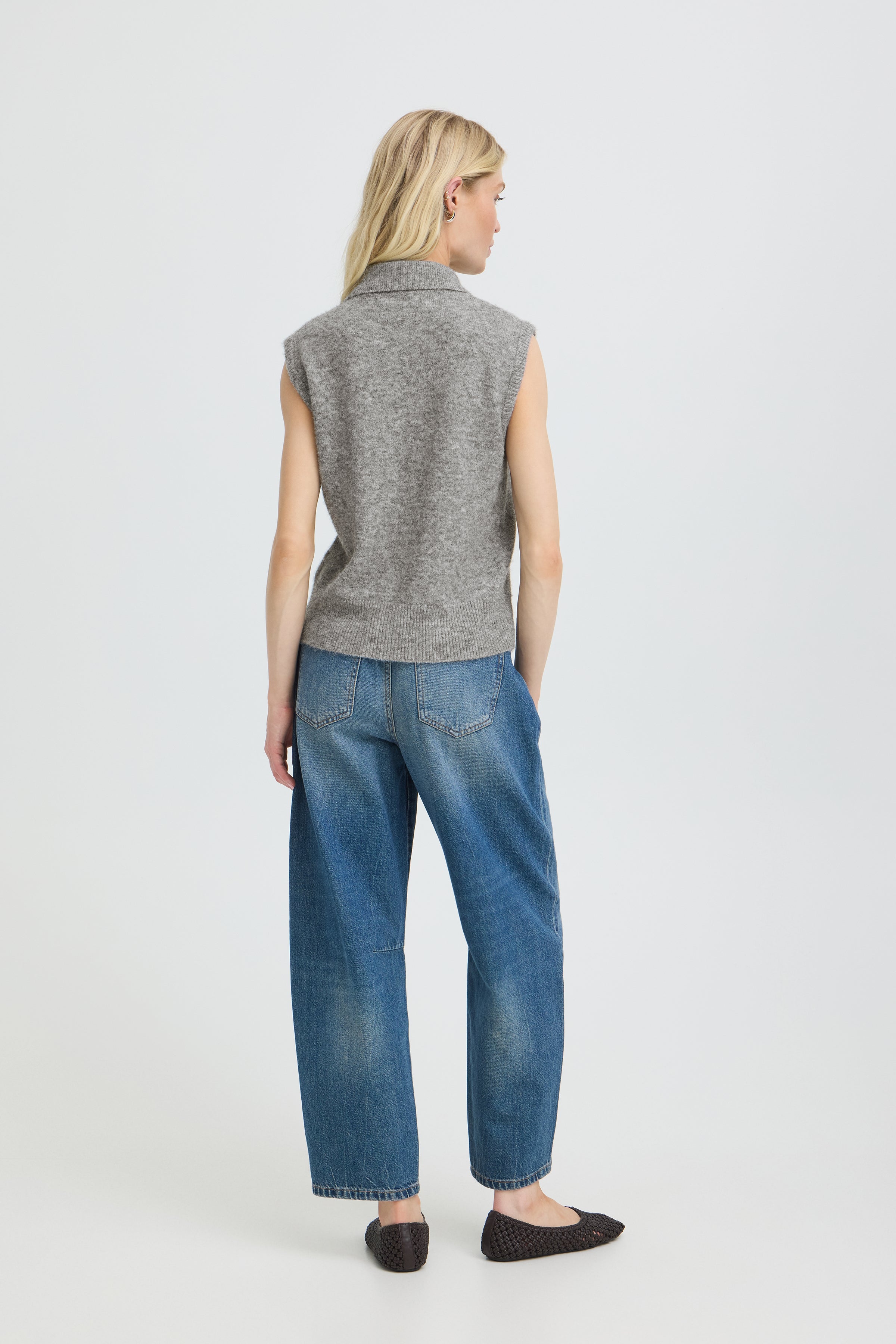 BYOMEA ZIPPER SLIPOVER - Mid Grey Melange-Casual Tops- Hometown Style HTS, women's in store and online boutique located in Ingersoll, Ontario